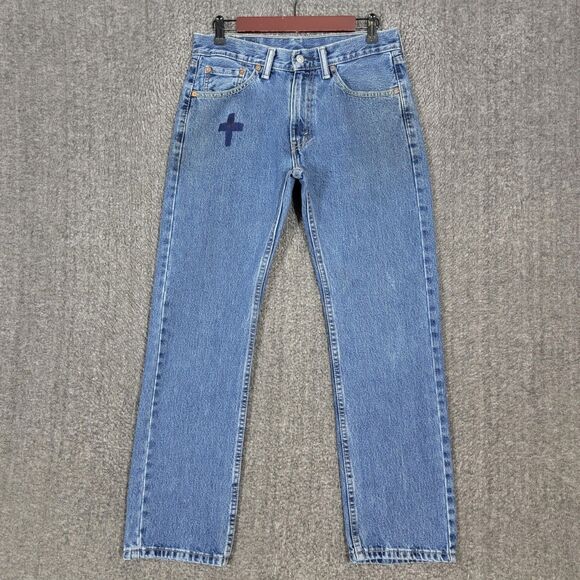 Levis 505 Jeans Men 30x28* Blue Regular Fit Medium Stone Wash Workwear 005054891 - Picture 1 of 13